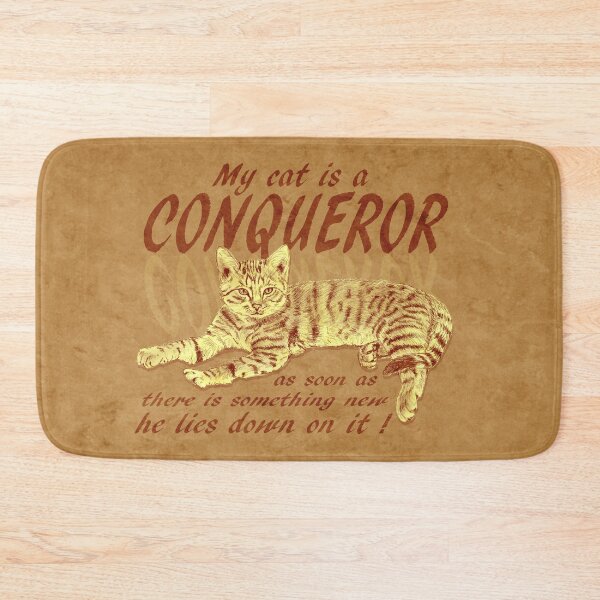 Item preview, Conquering cat - brown marbled version, English text. designed and sold by SylvieG18.