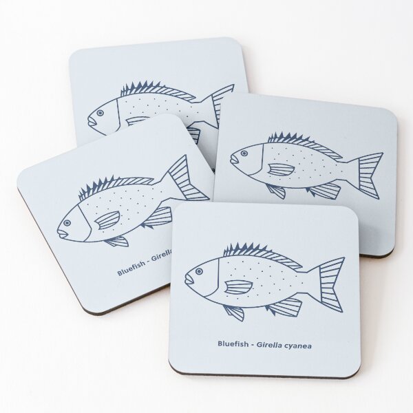 Item preview, Kawaii Bluefish in Ocean Blue on Icy Blue designed and sold by fruttidimare.
