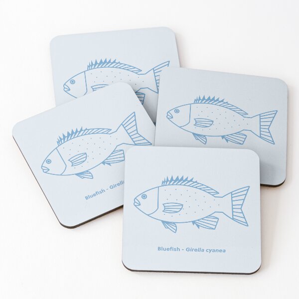 Item preview, Kawaii Bluefish in Vivid Blue on Icy Blue designed and sold by fruttidimare.
