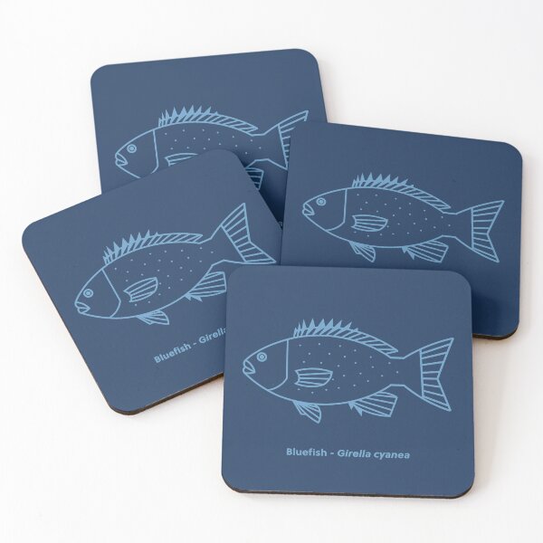 Item preview, Kawaii Bluefish in Vivid Blue on Ocean Blue designed and sold by fruttidimare.