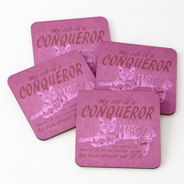 Item preview, Conquering Cat - pink marbled version, English text. designed and sold by SylvieG18.