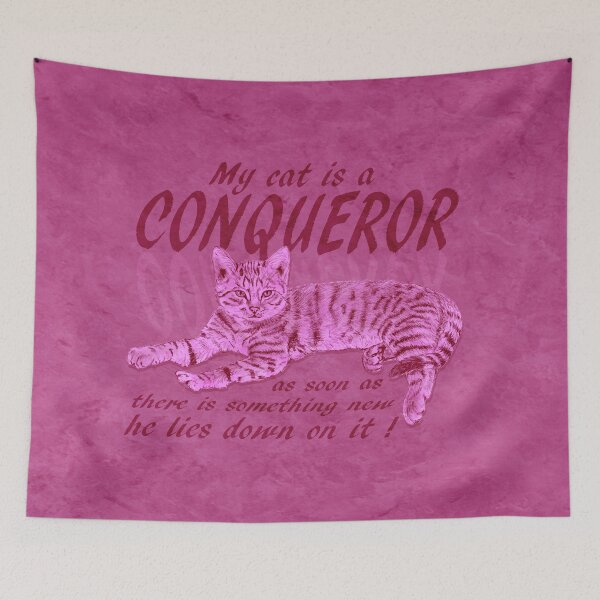 Item preview, Conquering Cat - pink marbled version, English text. designed and sold by SylvieG18.