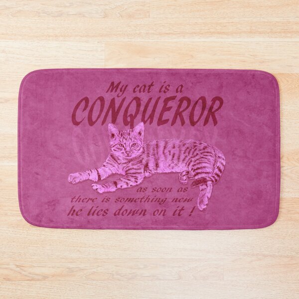 Item preview, Conquering Cat - pink marbled version, English text. designed and sold by SylvieG18.