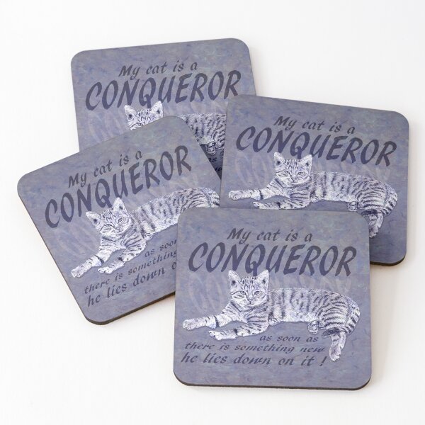 Item preview, Conquering Cat - purple marbled version, English text. designed and sold by SylvieG18.