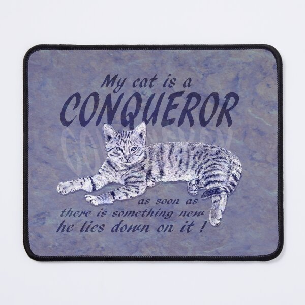 Item preview, Conquering Cat - purple marbled version, English text. designed and sold by SylvieG18.