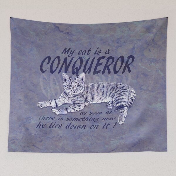 Item preview, Conquering Cat - purple marbled version, English text. designed and sold by SylvieG18.