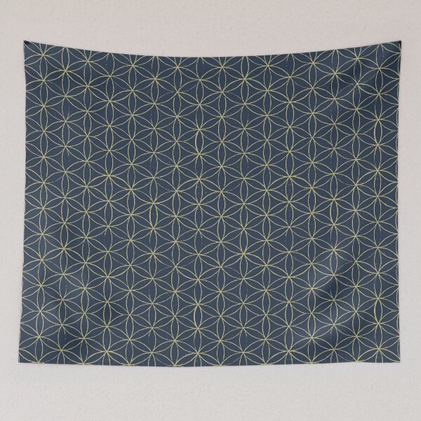 Artikelvorschau, Flower of Life Linocut Pattern - Dusk + Gold entworfen und verkauft von Irene Estelle.