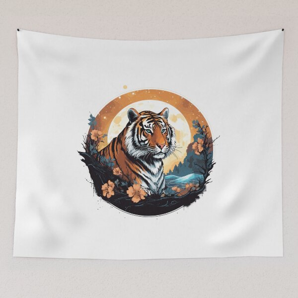 Item preview, Celestial moon flower, tiger sitting tall designed and sold by Jerseysrd.