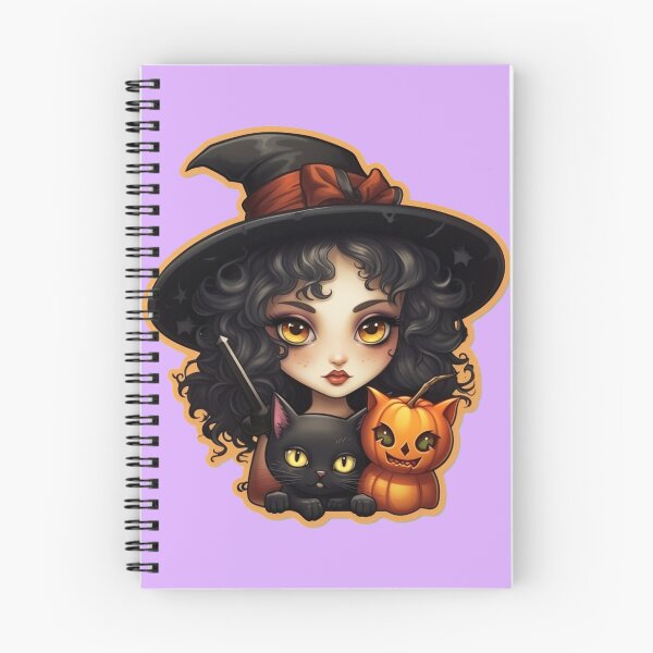 Item preview, Little witch girl with her pet cat and her pumpkin designed and sold by Stickerlion.