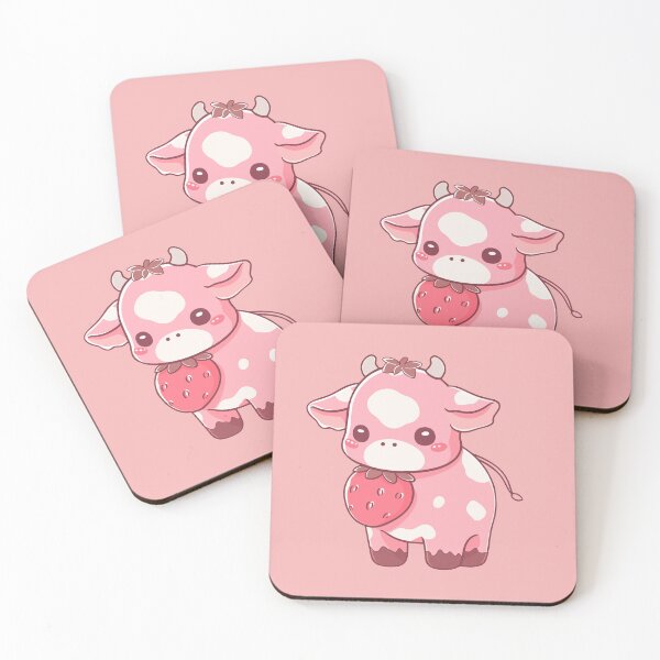Item preview, Adorable Pastel Pink Strawberry Cow (Pink BG) designed and sold by CherryColaRain.
