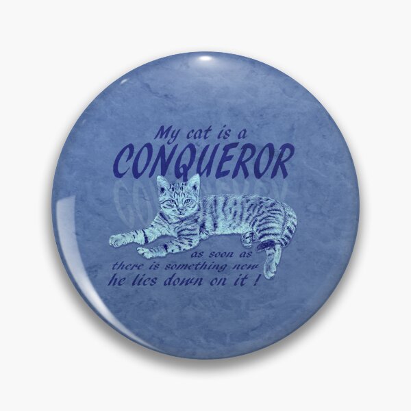 Item preview, Conquering Cat - blue marbled version, English text. designed and sold by SylvieG18.