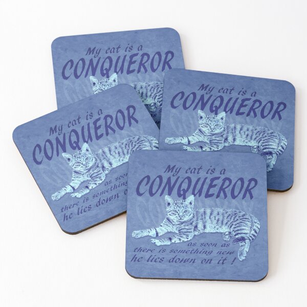 Item preview, Conquering Cat - blue marbled version, English text. designed and sold by SylvieG18.