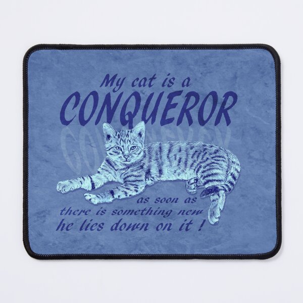 Item preview, Conquering Cat - blue marbled version, English text. designed and sold by SylvieG18.