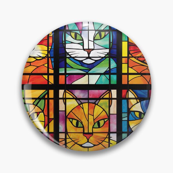 Item preview, stained glass windows cats colors designed and sold by CaseLargo.