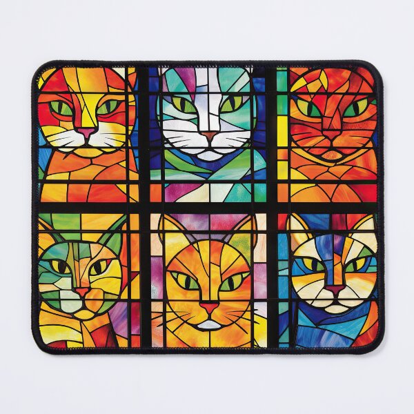 Item preview, stained glass windows cats colors designed and sold by CaseLargo.