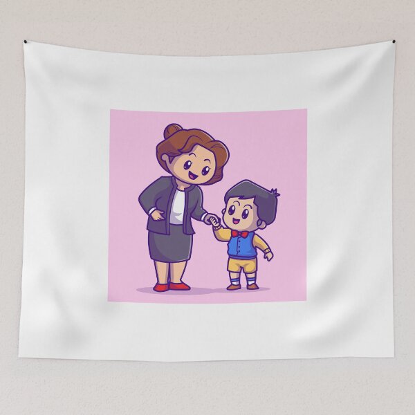 Item preview, Tender Mother-Son Bond: Adorable Cartoon Vector Icon Illustration designed and sold by hjian8219.