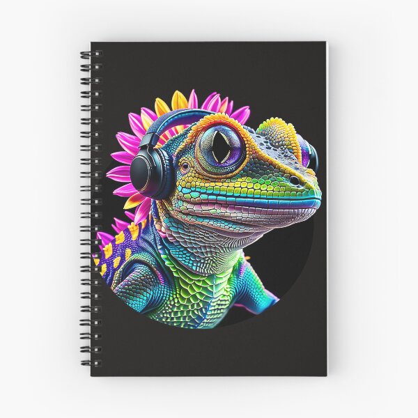 Item preview, Colorful Iguana with headphones listening to music designed and sold by SAUHER.