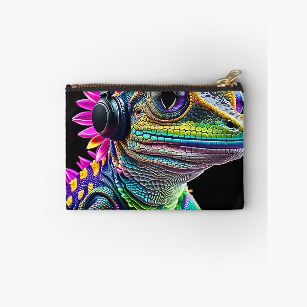 Item preview, Colorful Iguana with headphones listening to music designed and sold by SAUHER.