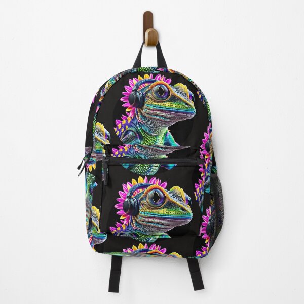 Item preview, Colorful Iguana with headphones listening to music designed and sold by SAUHER.