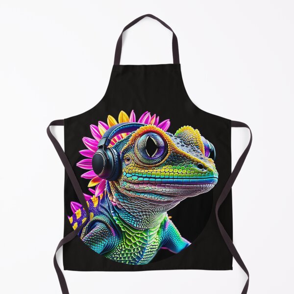 Item preview, Colorful Iguana with headphones listening to music designed and sold by SAUHER.