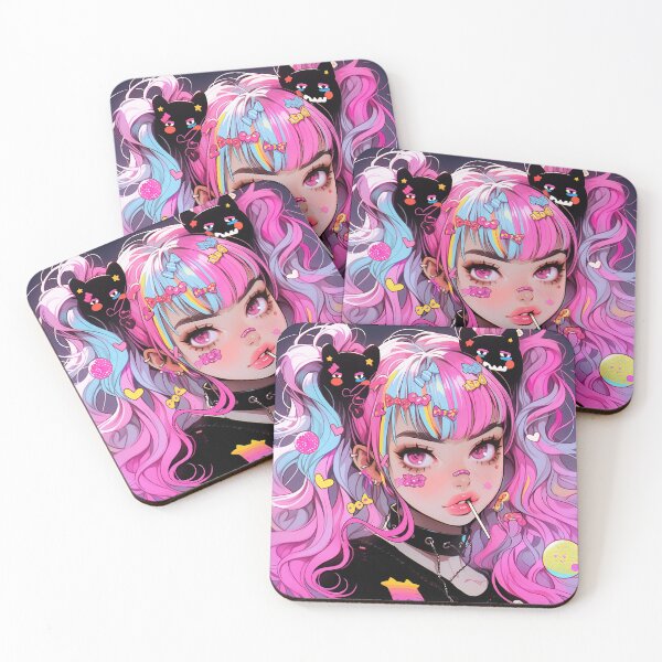 Item preview, Cute Pink Harajuku Anime Girl Eating Lollipop designed and sold by bubblegoth.