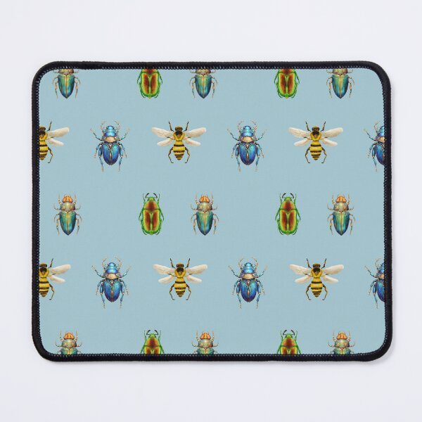 Item preview, Colorful scarabs and bees pattern designed and sold by FatBirdie.