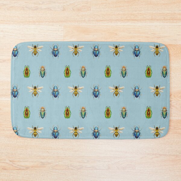 Item preview, Colorful scarabs and bees pattern designed and sold by FatBirdie.