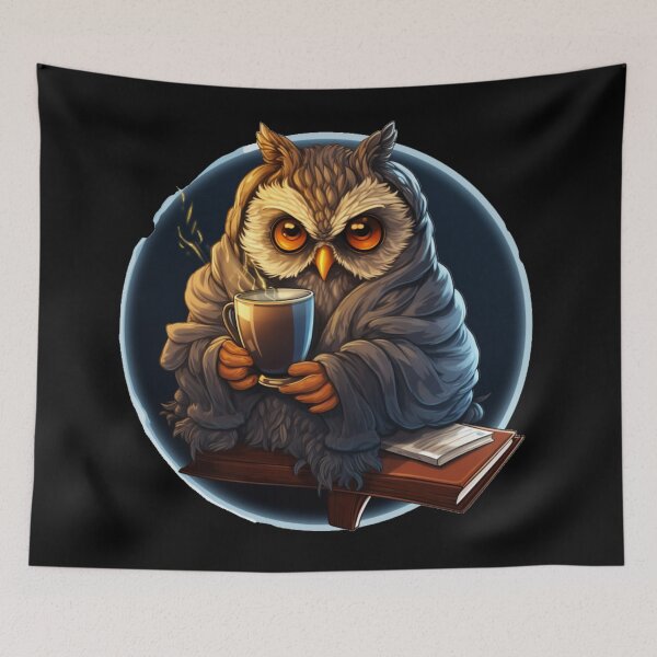 Item preview, Relaxed Owl taking a break (black background) designed and sold by Tabuku.