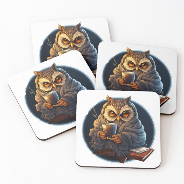 Aperçu de l'œuvre Hibou détendu faisant une pause (fond blanc) créée et vendue par Tabuku.