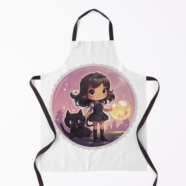 Item preview, cute girl with black cat in bubble fantasy world (White Background) designed and sold by Tabuku.