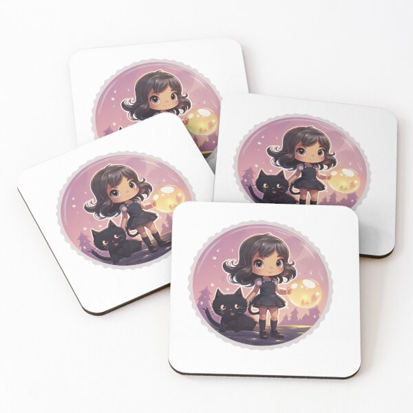 Item preview, cute girl with black cat in bubble fantasy world (White Background) designed and sold by Tabuku.