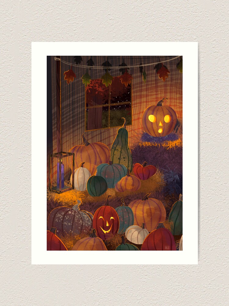 Jack's Patch Pumpkin Farm Art Print Halloween Wall Art 