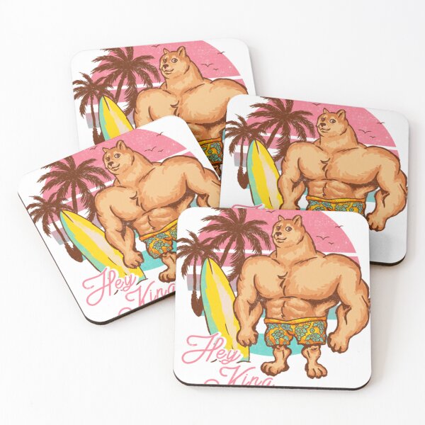 Item preview, Swole Doge Chilling On The Beach  Hey King  Pink  designed and sold by MichaelEWhite.