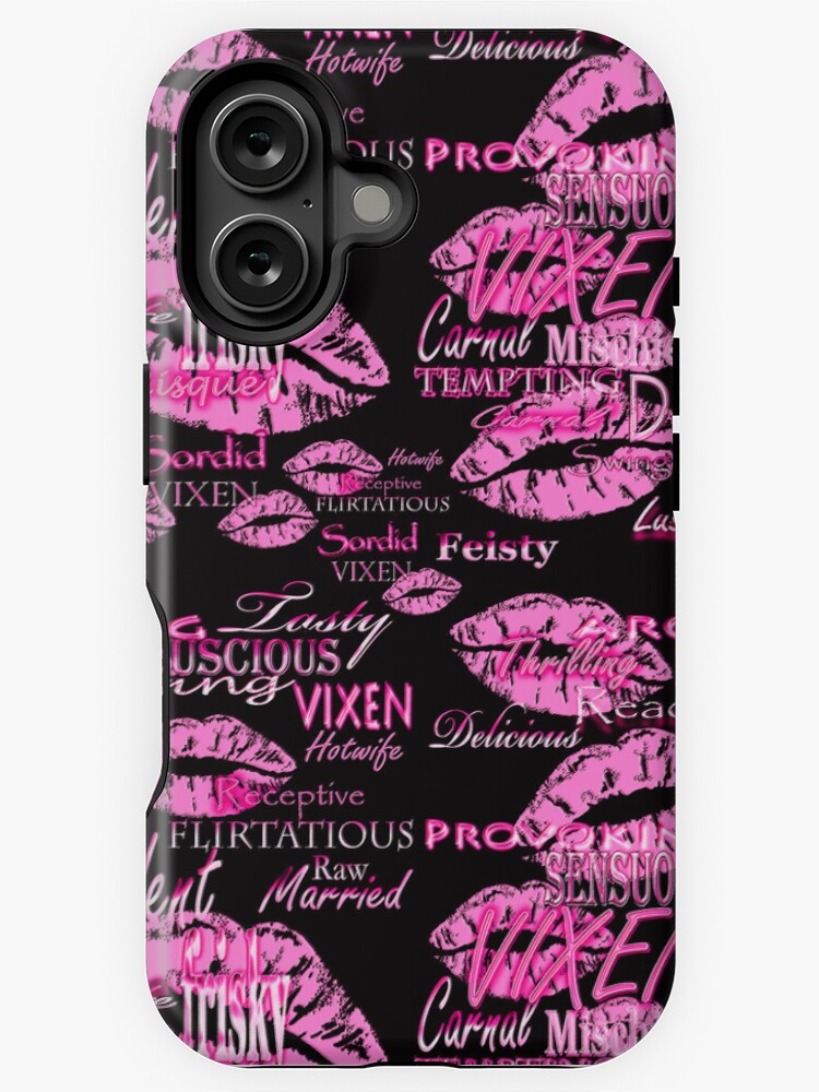 Thumbnail 1 of 4, iPhone Case, Pink Lips Mischievous Vixen Hotwife Print designed and sold by Vixen-Games.