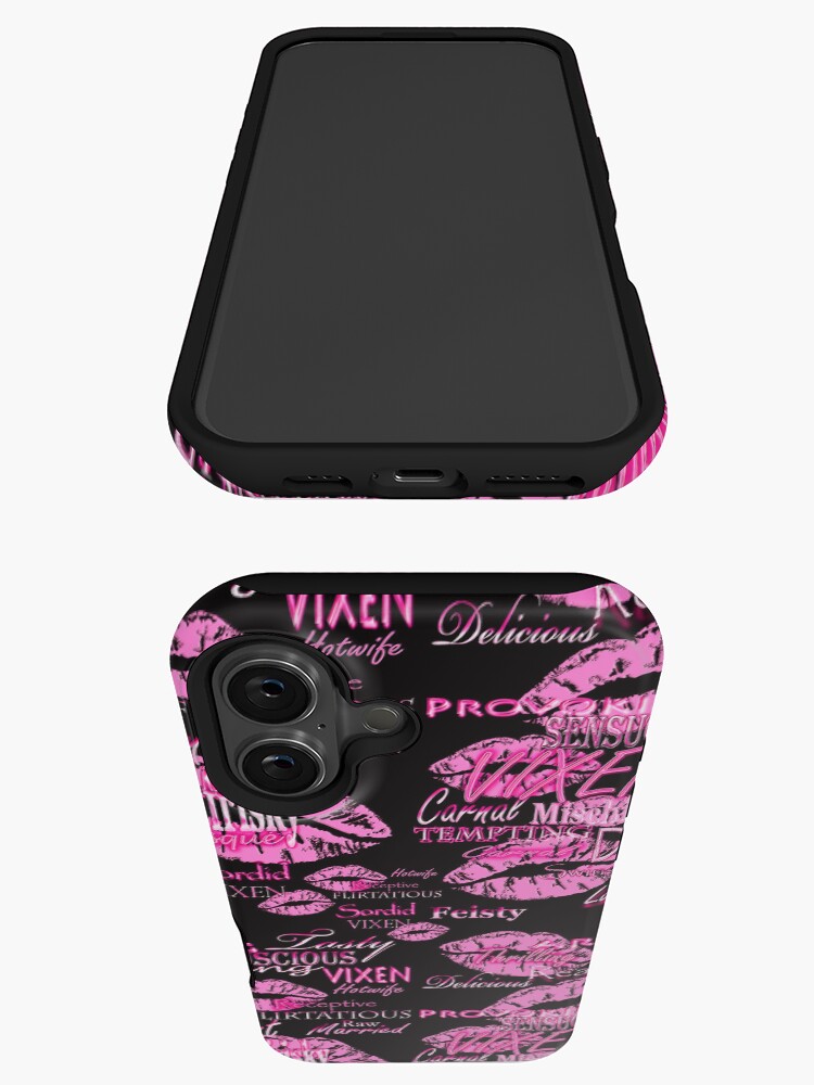Thumbnail 3 of 4, iPhone Case, Pink Lips Mischievous Vixen Hotwife Print designed and sold by Vixen-Games.