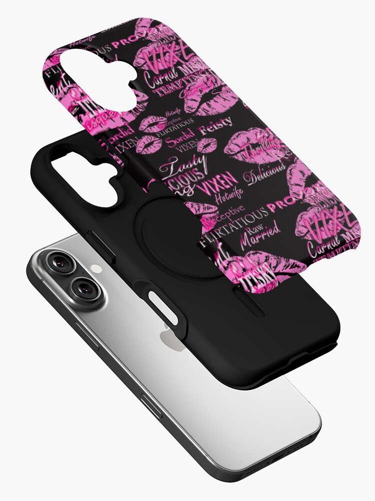 Thumbnail 2 of 4, iPhone Case, Pink Lips Mischievous Vixen Hotwife Print designed and sold by Vixen-Games.