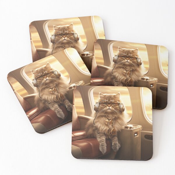 Item preview, Cat on a plane with headphones designed and sold by Aquablue22.