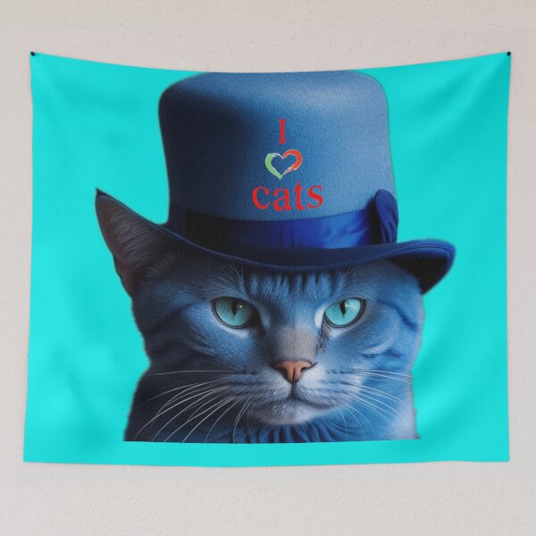 Item preview, Cute Cat in a blue tophat designed and sold by Glamalt.