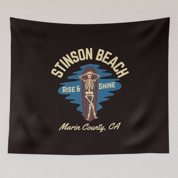 Item preview, Vintage-Style Stinson Beach Marin County California, Beige Text- Skeleton Surf  Beach designed and sold by CYNTHTHOMPSON.