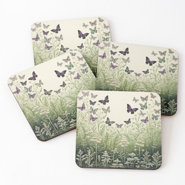 Item preview, Butterfly Haven: Delicate Dance in Shades of Cream and Purple designed and sold by PaintbrushPlace.