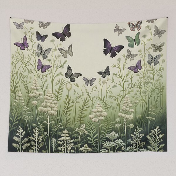 Item preview, Butterfly Haven: Delicate Dance in Shades of Cream and Purple designed and sold by PaintbrushPlace.