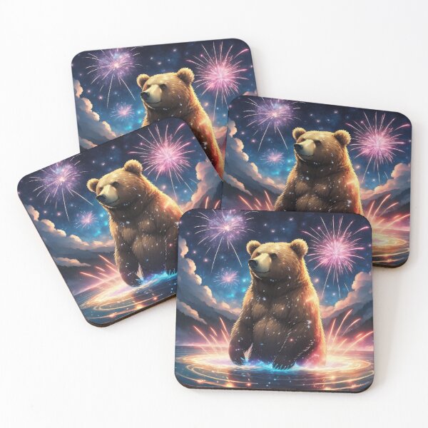 Item preview, Bear In River Watching Fireworks designed and sold by Ac3k.