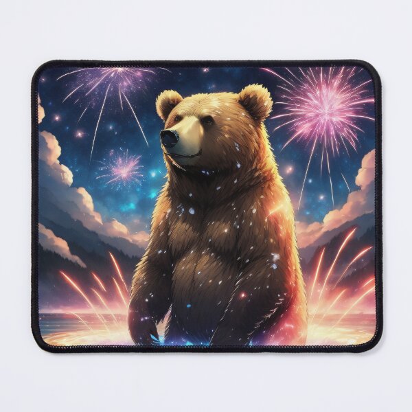 Item preview, Bear In River Watching Fireworks designed and sold by Ac3k.