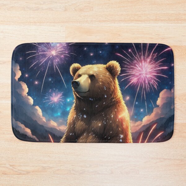 Item preview, Bear In River Watching Fireworks designed and sold by Ac3k.