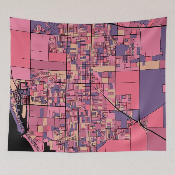 Item preview, Oxnard Map Pattern in Purple & Pink designed and sold by PatternMaps.