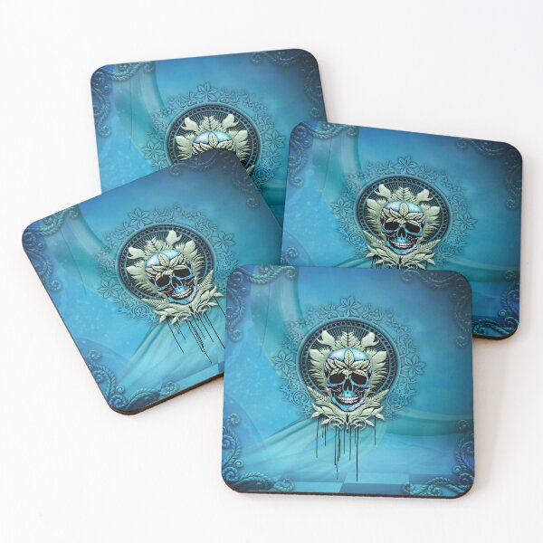 Item preview, Elegant decorative blue skull with leaves designed and sold by nicky2342.