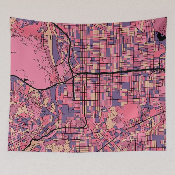 Item preview, Pasadena Map Pattern in Purple & Pink designed and sold by PatternMaps.
