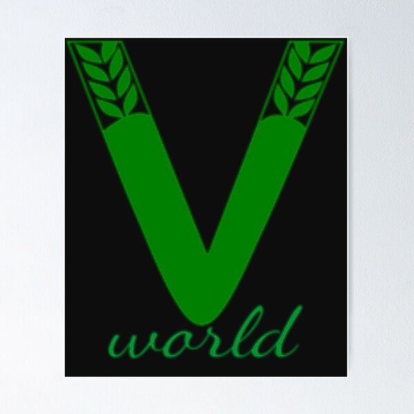Item preview, V world logo Green vegetarian world  designed and sold by BonnieHansenc.