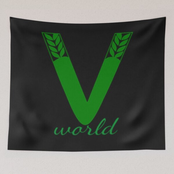 Item preview, V world logo Green vegetarian world  designed and sold by BonnieHansenc.
