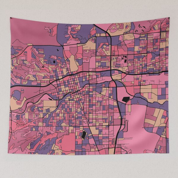 Artikelvorschau, Reno-Kartenmuster in Lila und Rosa entworfen und verkauft von PatternMaps.